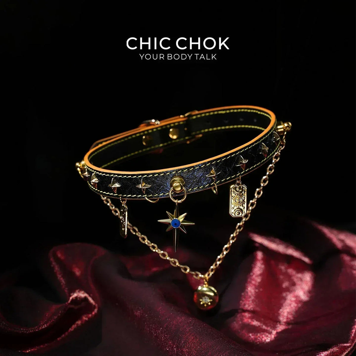 Astral Tarot Choker catalog view with star accents and hanging chains