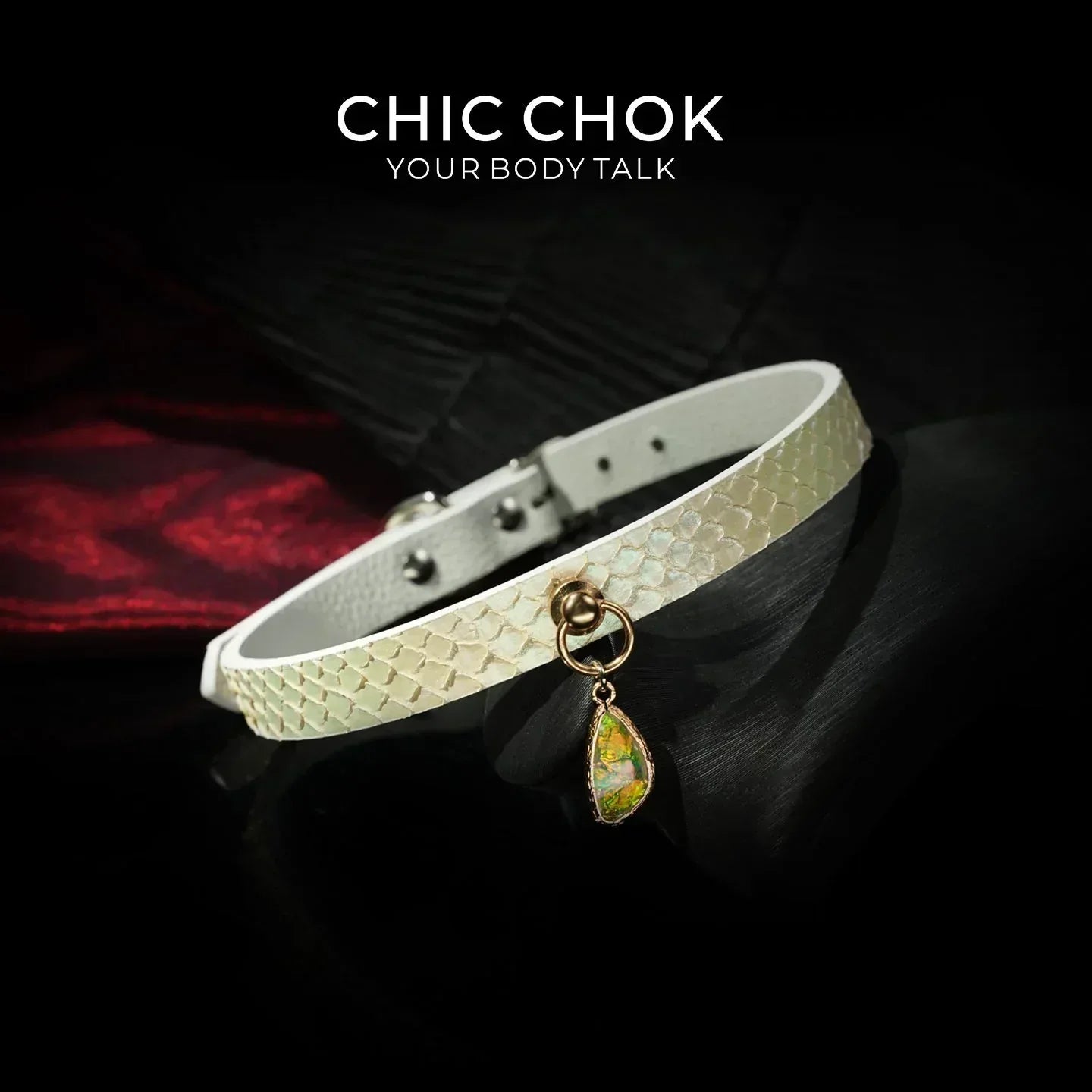 CHIC CHOK Purple Leather Necklace – Blue Gemstone Pendant and Tassel Chain, A Bold Fashion Item - CHICCHOK - Choker, collar - Choker