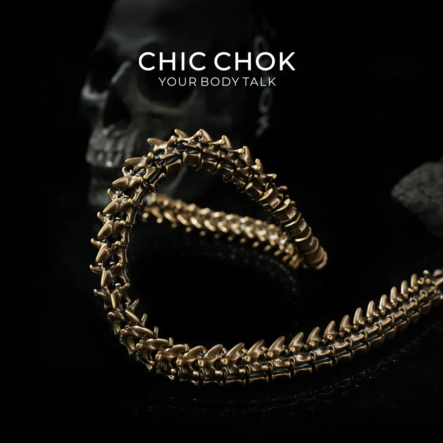 CHICCHOK Dragon Bone Choker – Bronze Color - CHICCHOK - Choker, collar - Choker