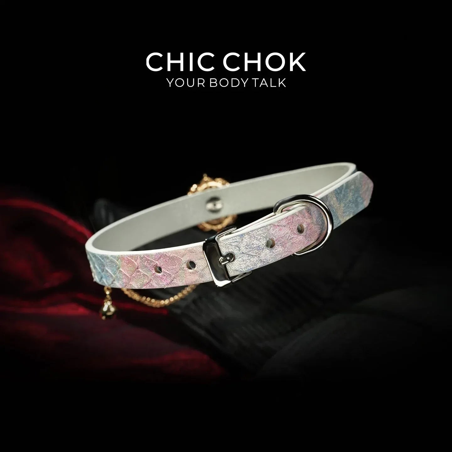 CHIC CHOK Rose crystal flower necklace – dazzling leather choker, Baroque punk style jewelry - CHICCHOK - Choker, collar - Choker