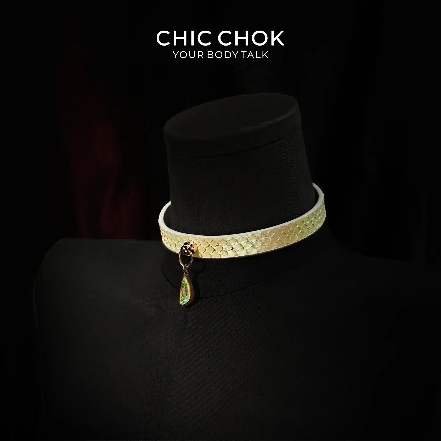 CHIC CHOK Purple Leather Necklace – Blue Gemstone Pendant and Tassel Chain, A Bold Fashion Item - CHICCHOK - Choker, collar - Choker