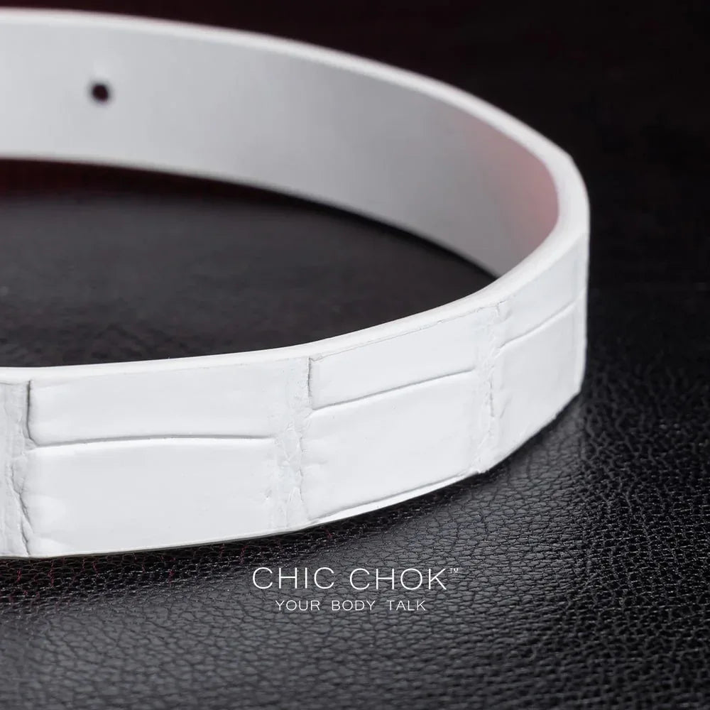CHIC CHOK Daylight - Collar – fashionable crocodile leather texture design with elegant gold buckle - CHICCHOK - Choker