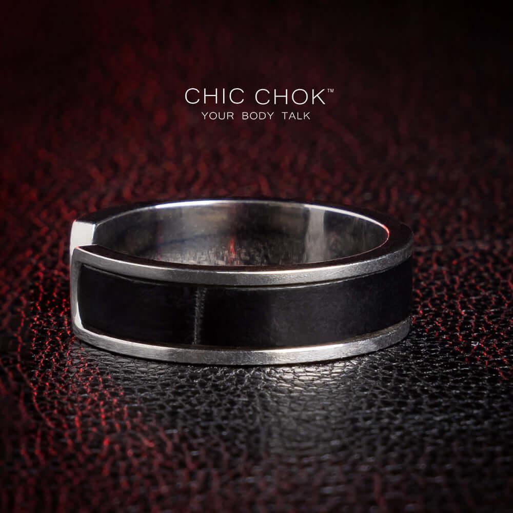CHICCHOK Black Silver Classic Open Ring Dr. Lecter - Metallic Ring - CHICCHOK - Metallic Ring - Metallic Ring