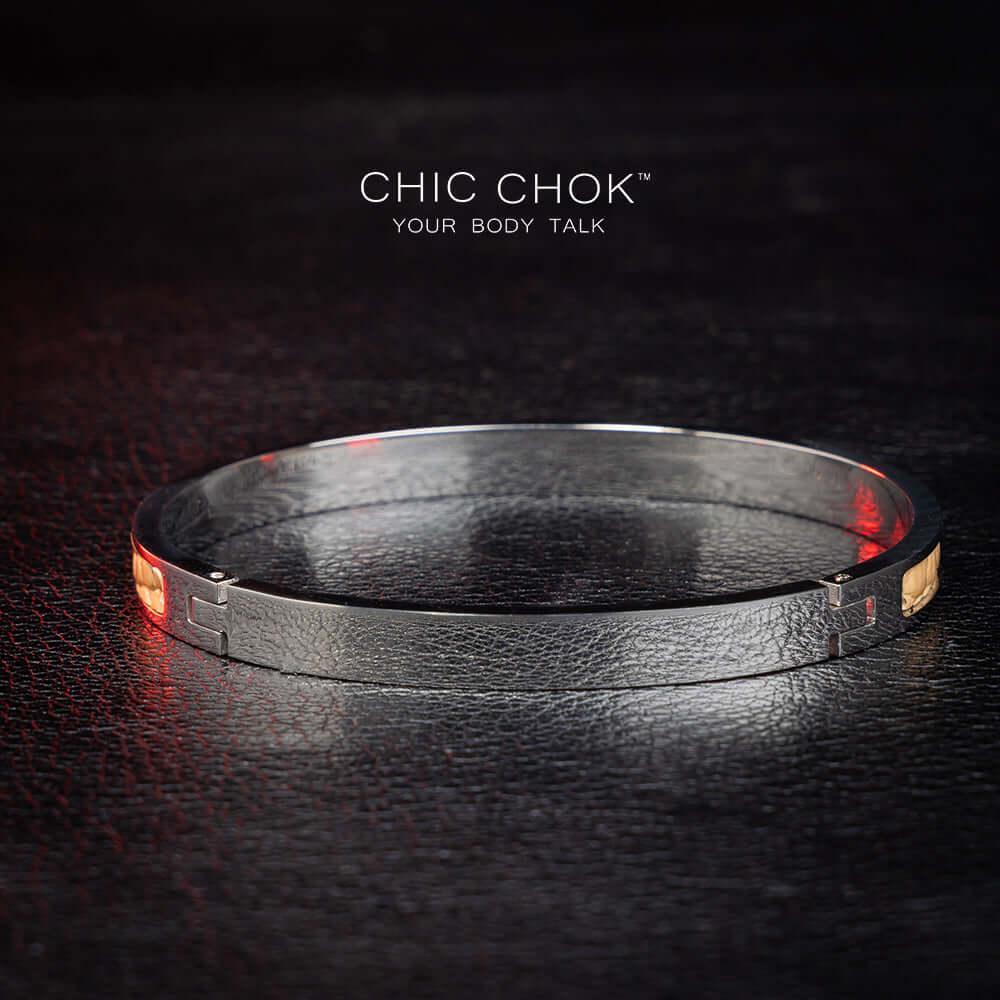 Chicchok Drouth - Metallic Bracelet Golden Leather Inlay Stainless Steel Bracelet Modern Sophisticated Design - CHICCHOK - Metallic Bracelet - Metallic Bracelet