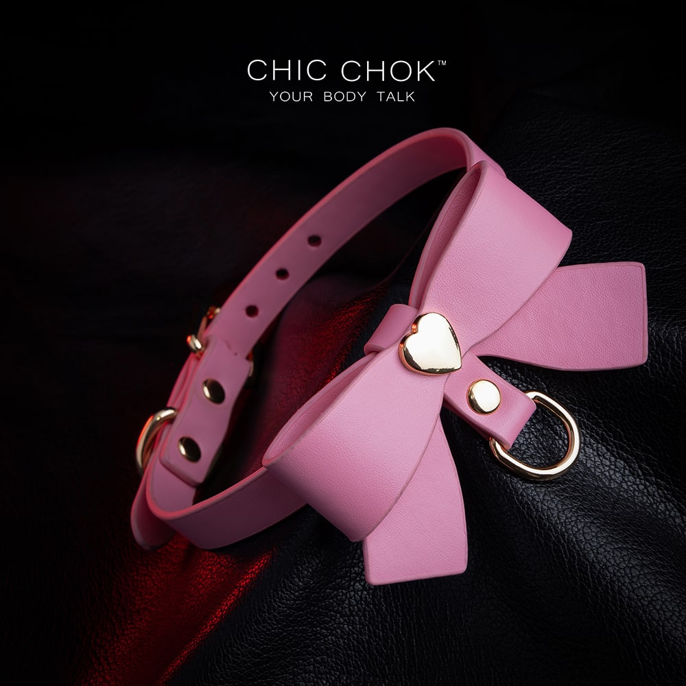 chicchok fristlove black collar, Butterfly necklace High-quality leather, handmade , pink choker