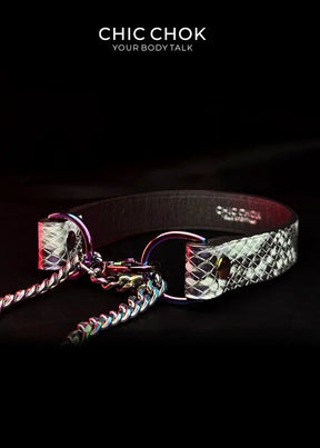 CHICCHOK [Breathless] Pulling Fashion and Fun Choker Python texture leather - CHICCHOK - collar - 