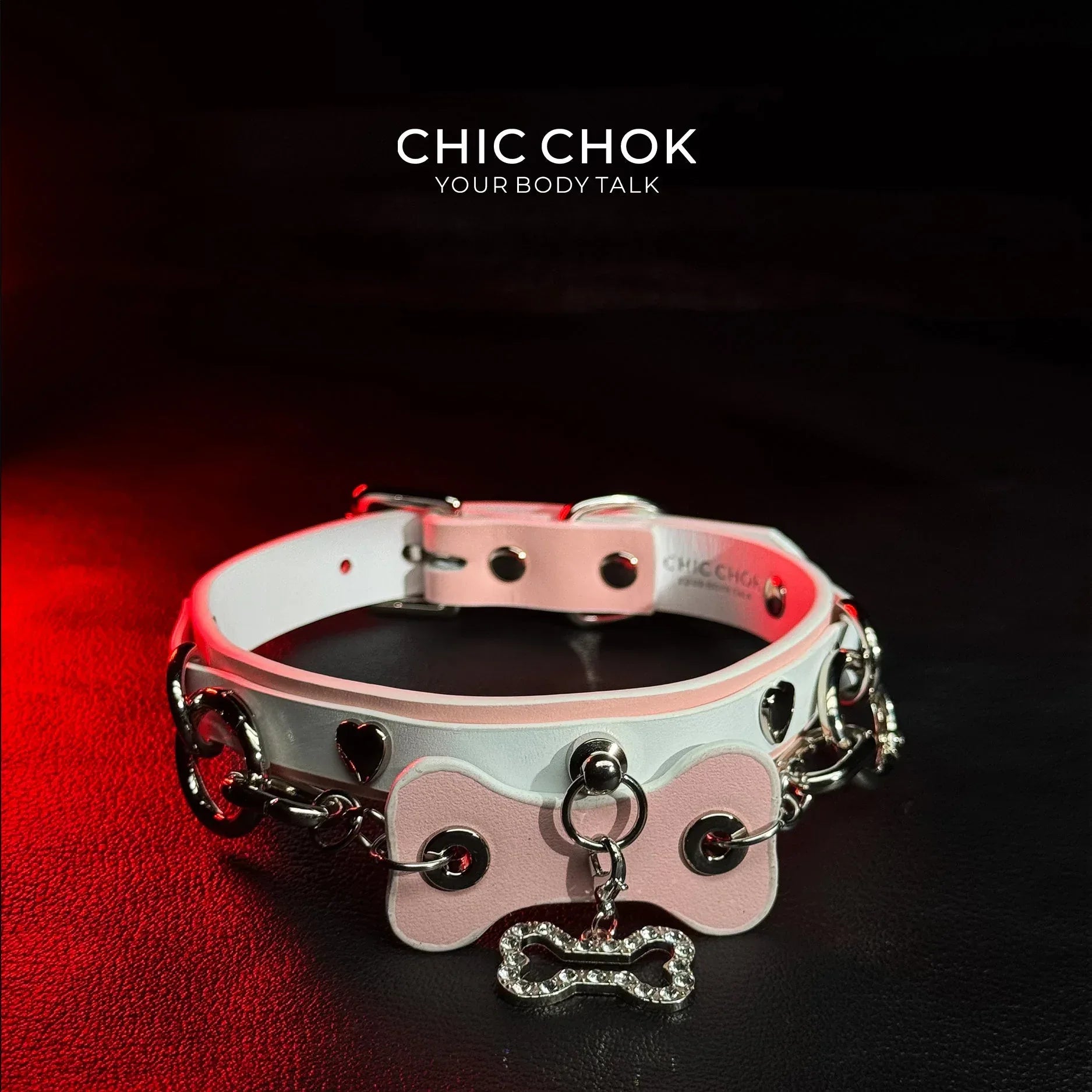 CHICCHOK [Puppy Love] Fashion Cute and Lovely Style, Shiny Bone Shape Pendant Daily Wear Leather Necklace Choker slipchaincollarwomen - CHICCHOK - Choker