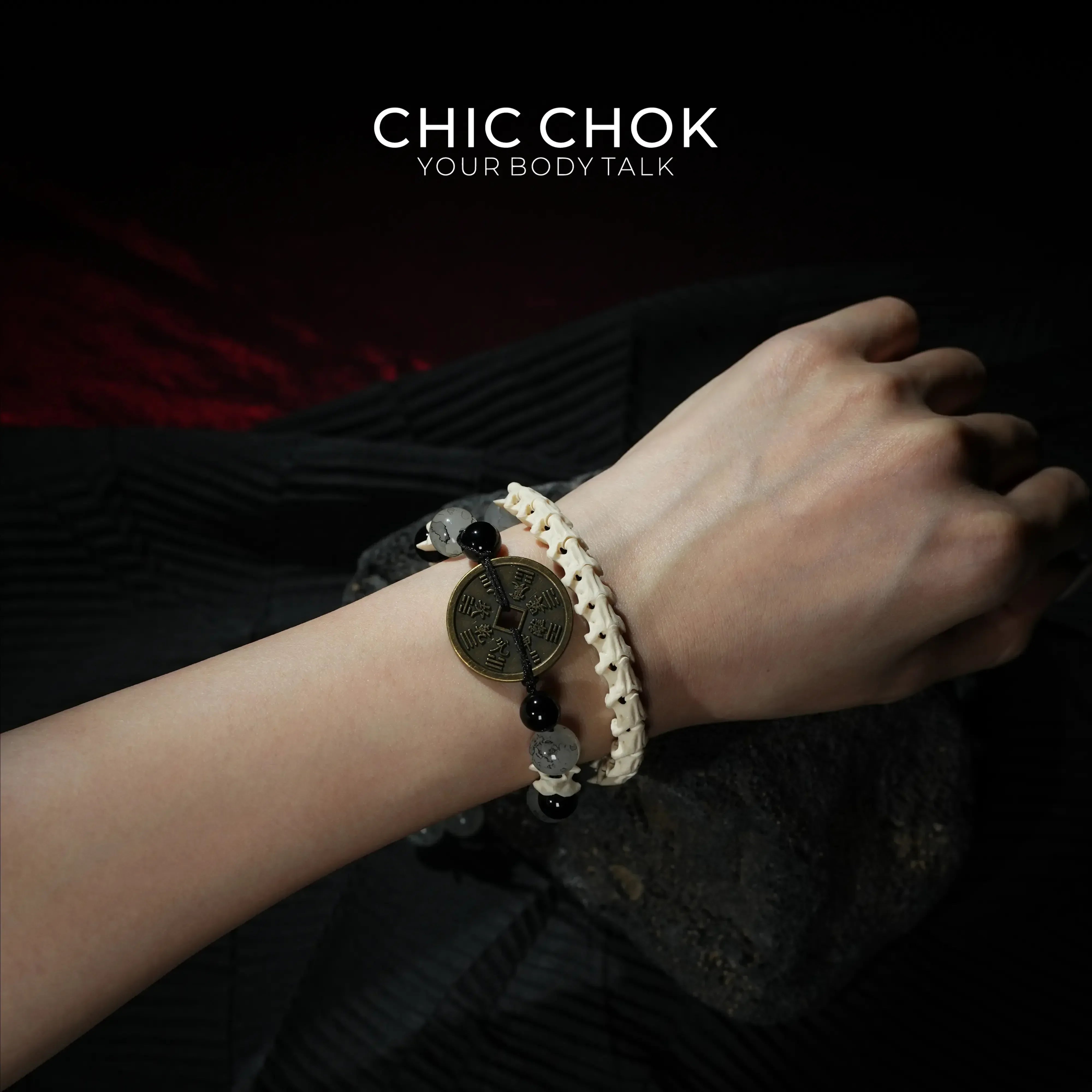 CHIC CHOK | Blue Jade Mystic Hexagram: Oriental Arcane Symbols in the Dark Night - CHICCHOK - - Bracelet