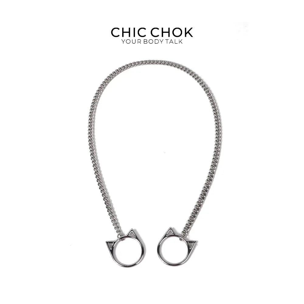 CHICCHOK O-Ring Slip-On Choker Necklace for Women – Handmade Adjustable Lariat Y-Necklace, Cuban Chain Style - CHICCHOK - Choker