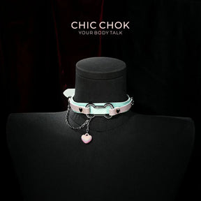 Cotton Candy Puppy - Pastel Blue & Pink Bone Choker - CHICCHOK - collar - Choker