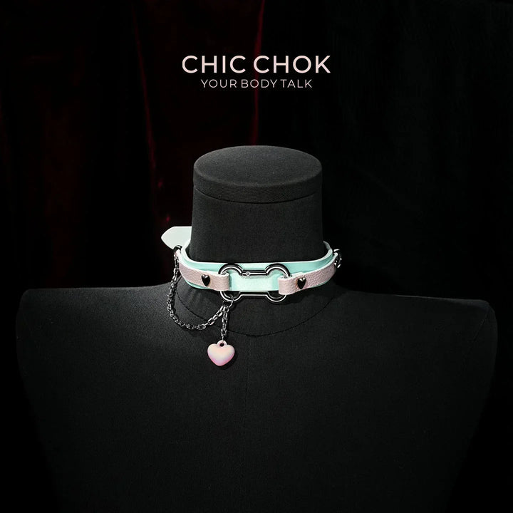 Cotton Candy Puppy - Pastel Blue & Pink Bone Choker - CHICCHOK - collar - Choker