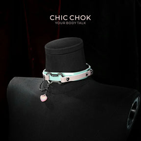 Cotton Candy Puppy - Pastel Blue & Pink Bone Choker - CHICCHOK - collar - Choker