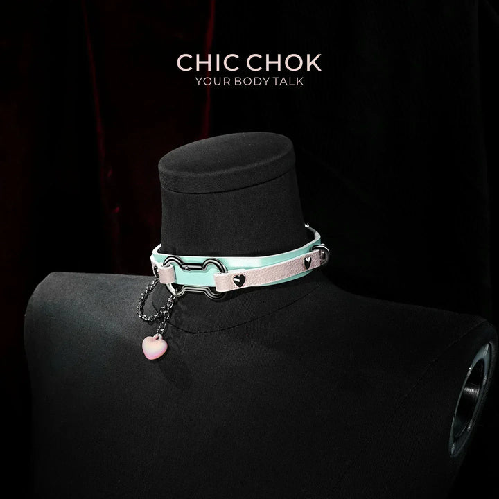 Cotton Candy Puppy - Pastel Blue & Pink Bone Choker - CHICCHOK - collar - Choker