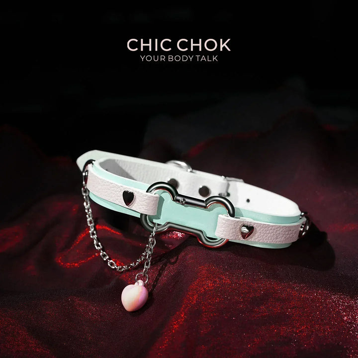 Cotton Candy Puppy - Pastel Blue & Pink Bone Choker - CHICCHOK - collar - Choker
