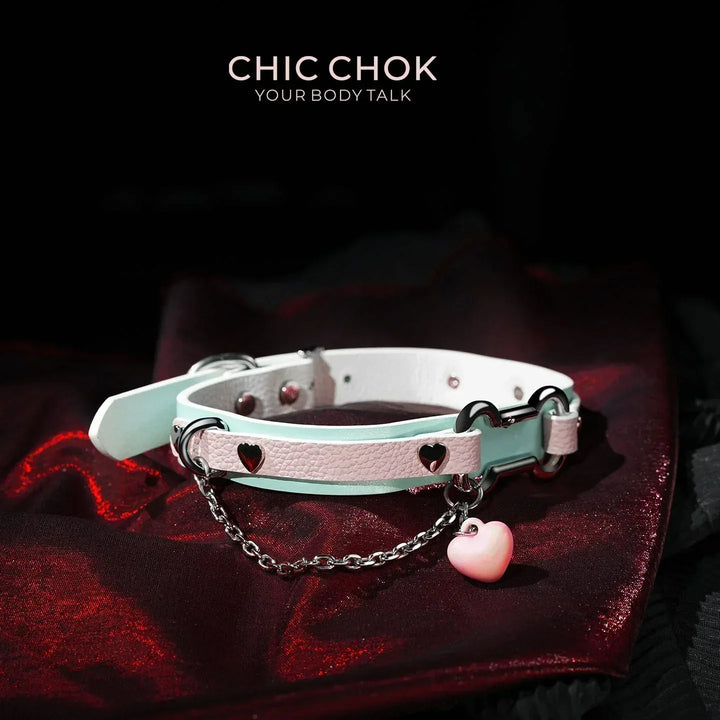Cotton Candy Puppy - Pastel Blue & Pink Bone Choker - CHICCHOK - collar - Choker
