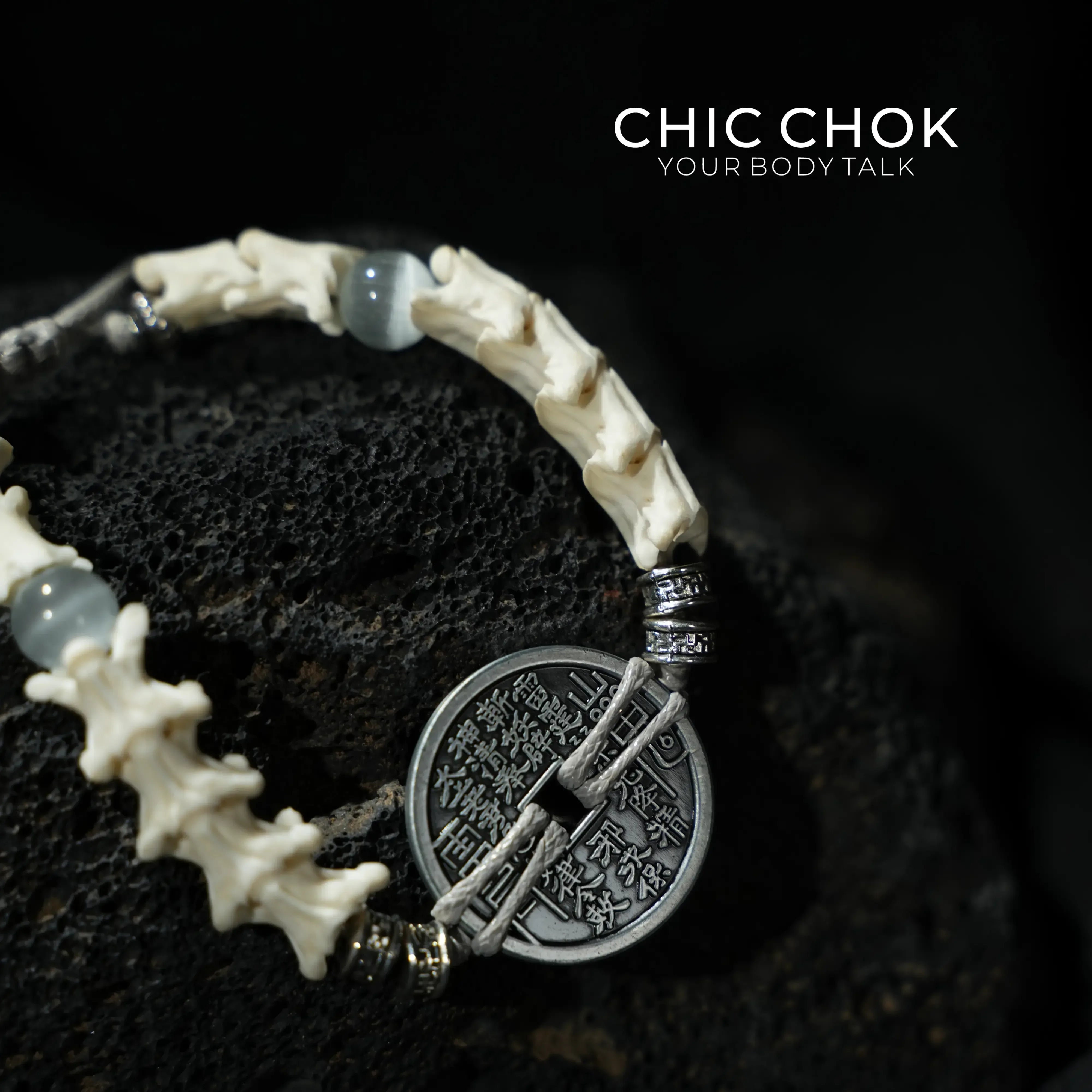 Serpent Vertebrae Bagua Coin - CHICCHOK - - Bracelet