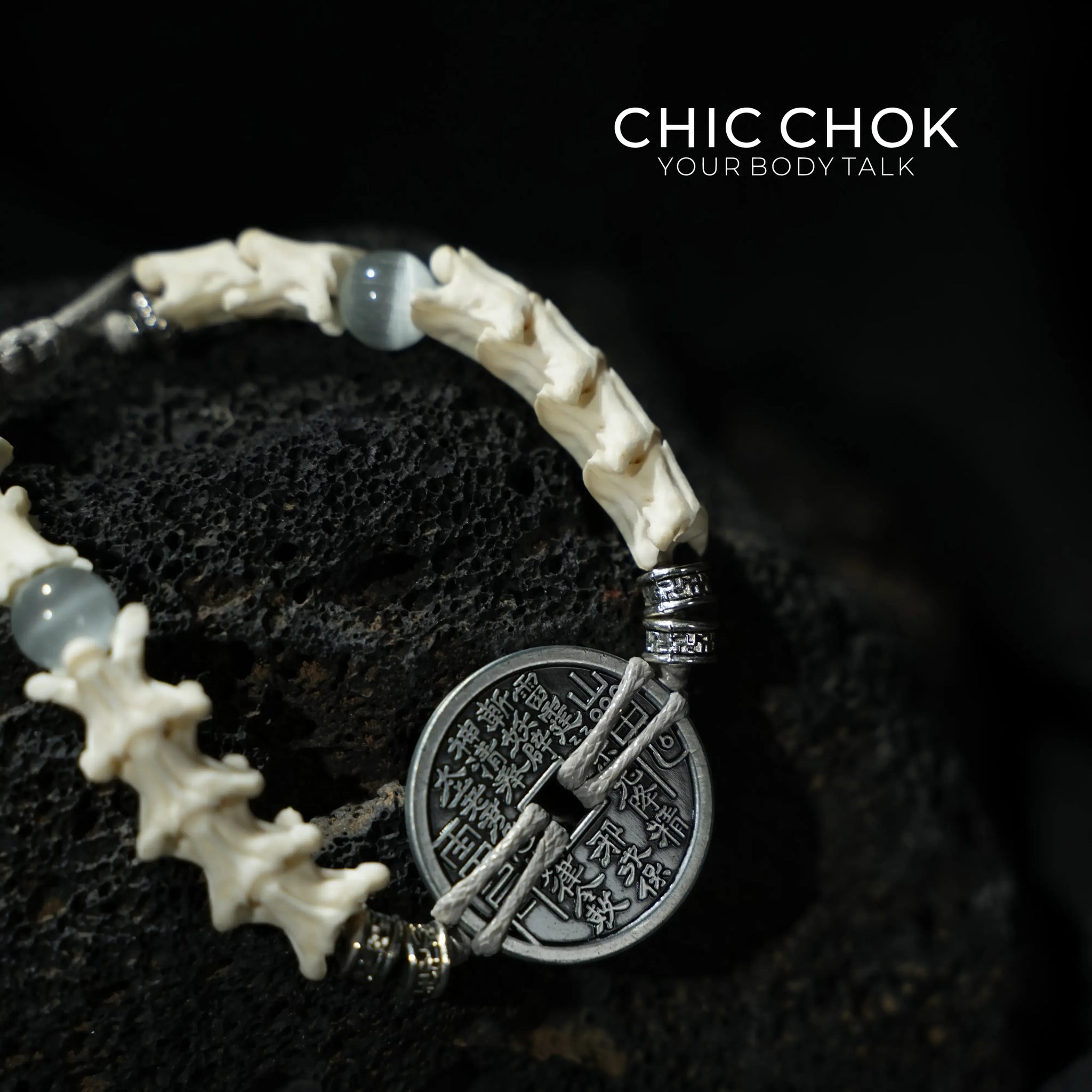 Serpent Vertebrae Bagua Coin - CHICCHOK - - Bracelet