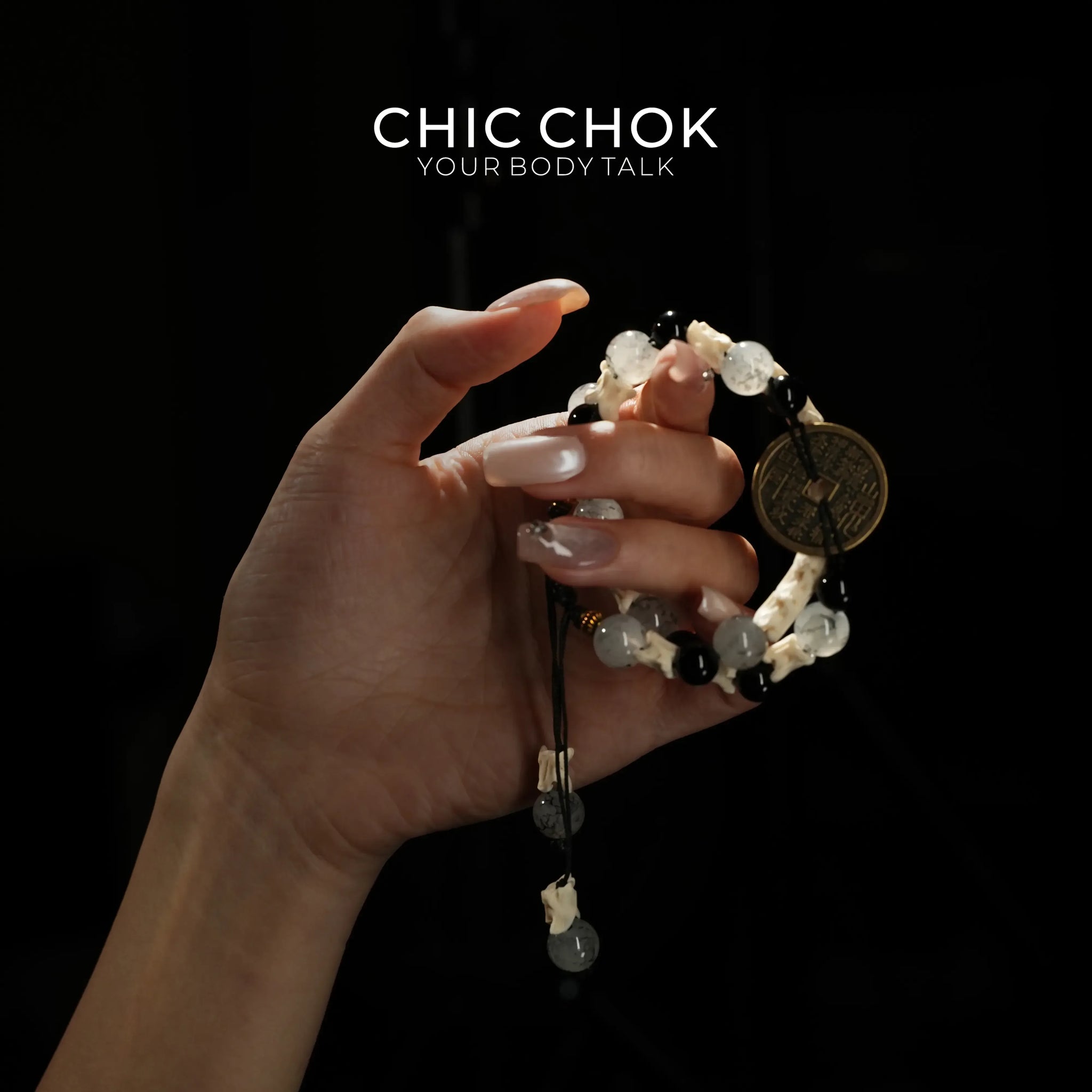 CHIC CHOK | Blue Jade Mystic Hexagram: Oriental Arcane Symbols in the Dark Night - CHICCHOK - - Bracelet