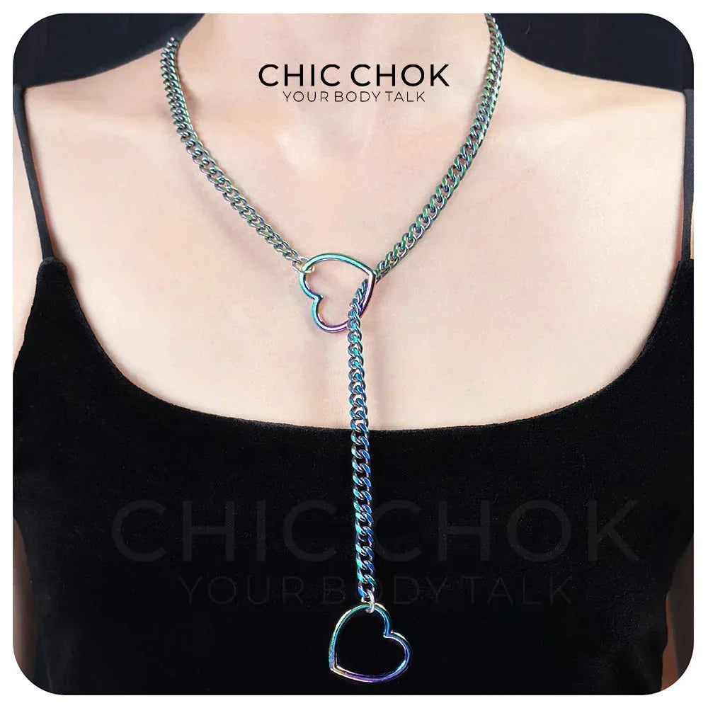 CHICCHOK [MeowChain] Heart O-ring Cuban chain necklace - CHICCHOK - Choker
