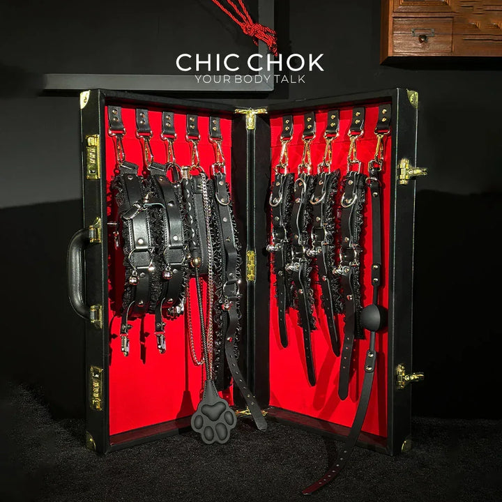 Dark Night Black and Red Happy Set - CHICCHOK - collar - Choker
