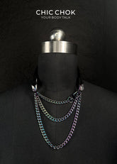 CHICCHOK [Breathless] Pulling Fashion and Fun Choker Python texture leather - CHICCHOK - collar - 