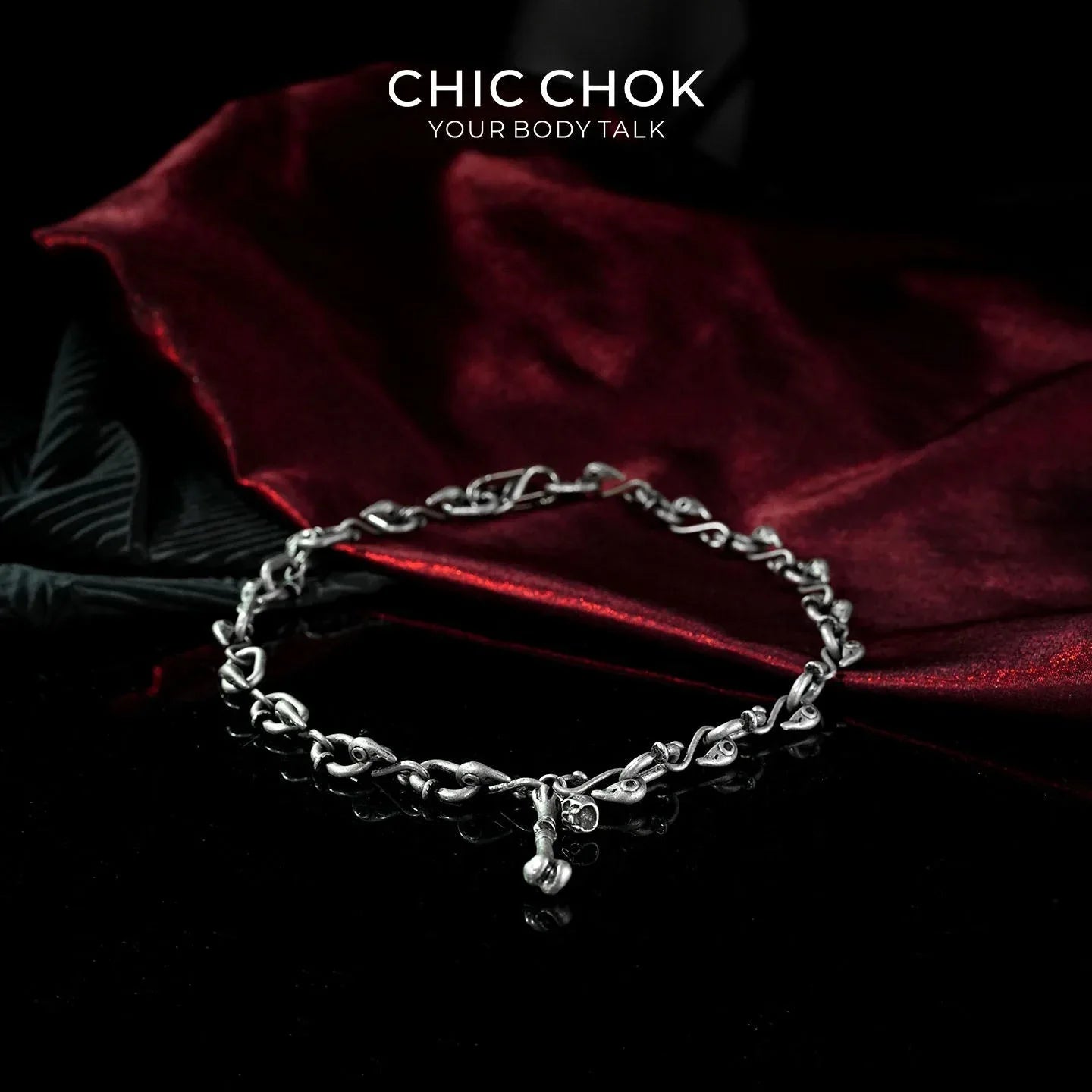 Raven Skull Core Chain Necklace - CHICCHOK - - 
