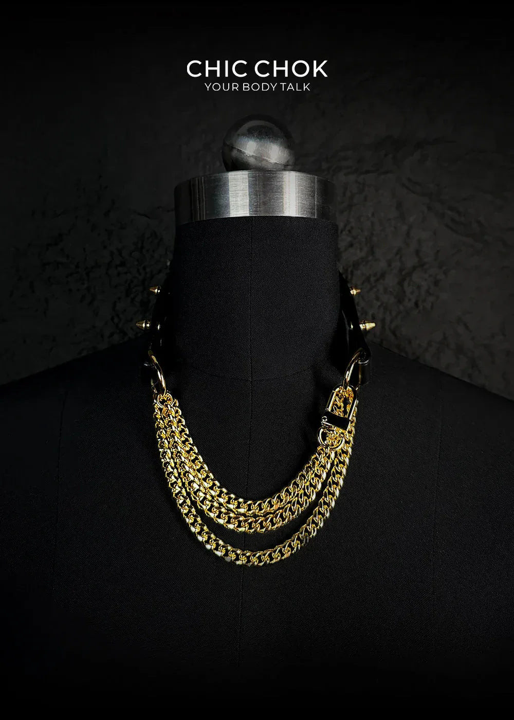 CHICCHOK [Spiked Breathless] Black Choker With Spikes Stylish Pulling Choker Necklace Spikes - CHICCHOK - Choker
