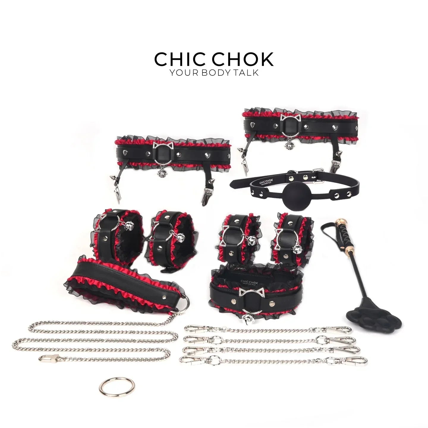 Dark Night Black and Red Happy Set - CHICCHOK - collar - Choker