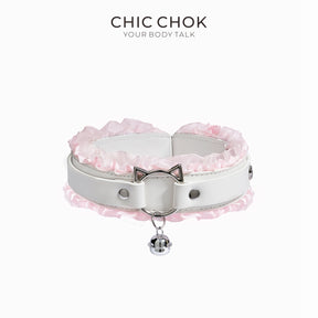 chicchok Black and red classic lace with collar, with traction, for couples