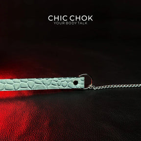 CHICCHOK [Breathless] Pulling Fashion and Fun Choker(Ice Blue Crocodile Texture) - CHICCHOK - Choker, collar - Choker