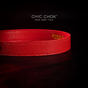 CHICCHOK [Exotic Kiss] Red Lips Shape Adjustable Fashion Leather Choker - Eye-catching red lips pendant, adjustable fit, high-quality leather, chic and unique design for adding edgy flair to any outfit, perfect for both casual and statement looks.