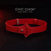 CHICCHOK [Exotic Kiss] Red Lips Shape Adjustable Fashion Leather Choker - Eye-catching red lips pendant, adjustable fit, high-quality leather, chic and unique design for adding edgy flair to any outfit, perfect for both casual and statement looks.