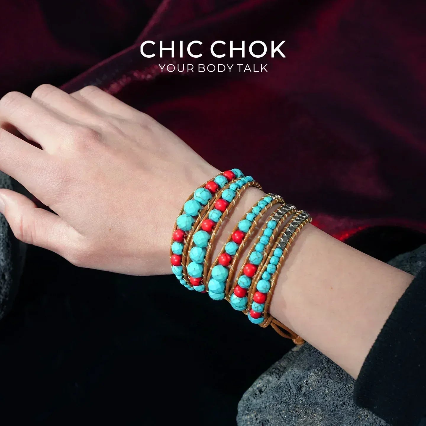 Scarlet Horizon - CHICCHOK - Beaded Wrap Bracelet, boho, Bracelet - Bracelet