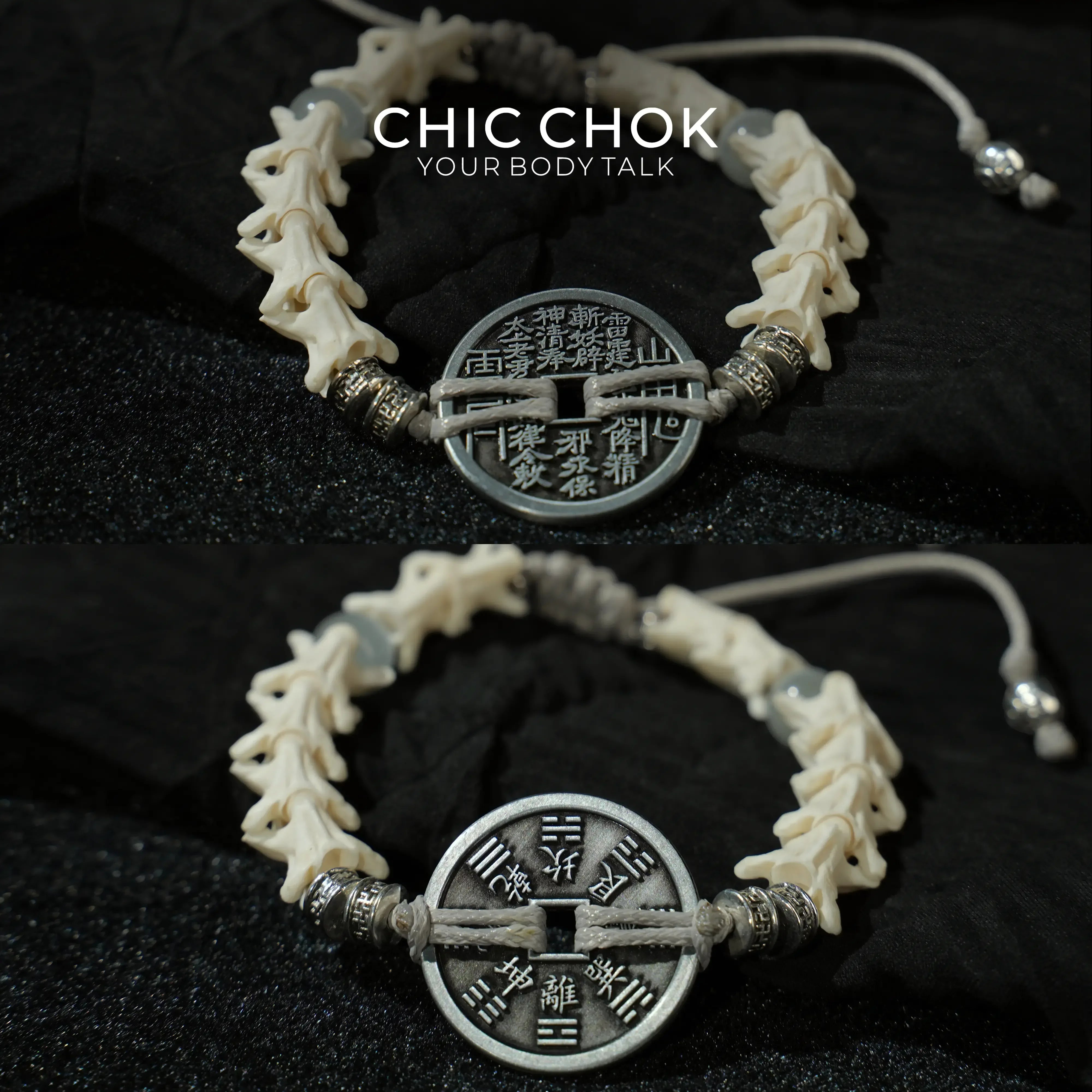 Serpent Vertebrae Bagua Coin - CHICCHOK - - Bracelet