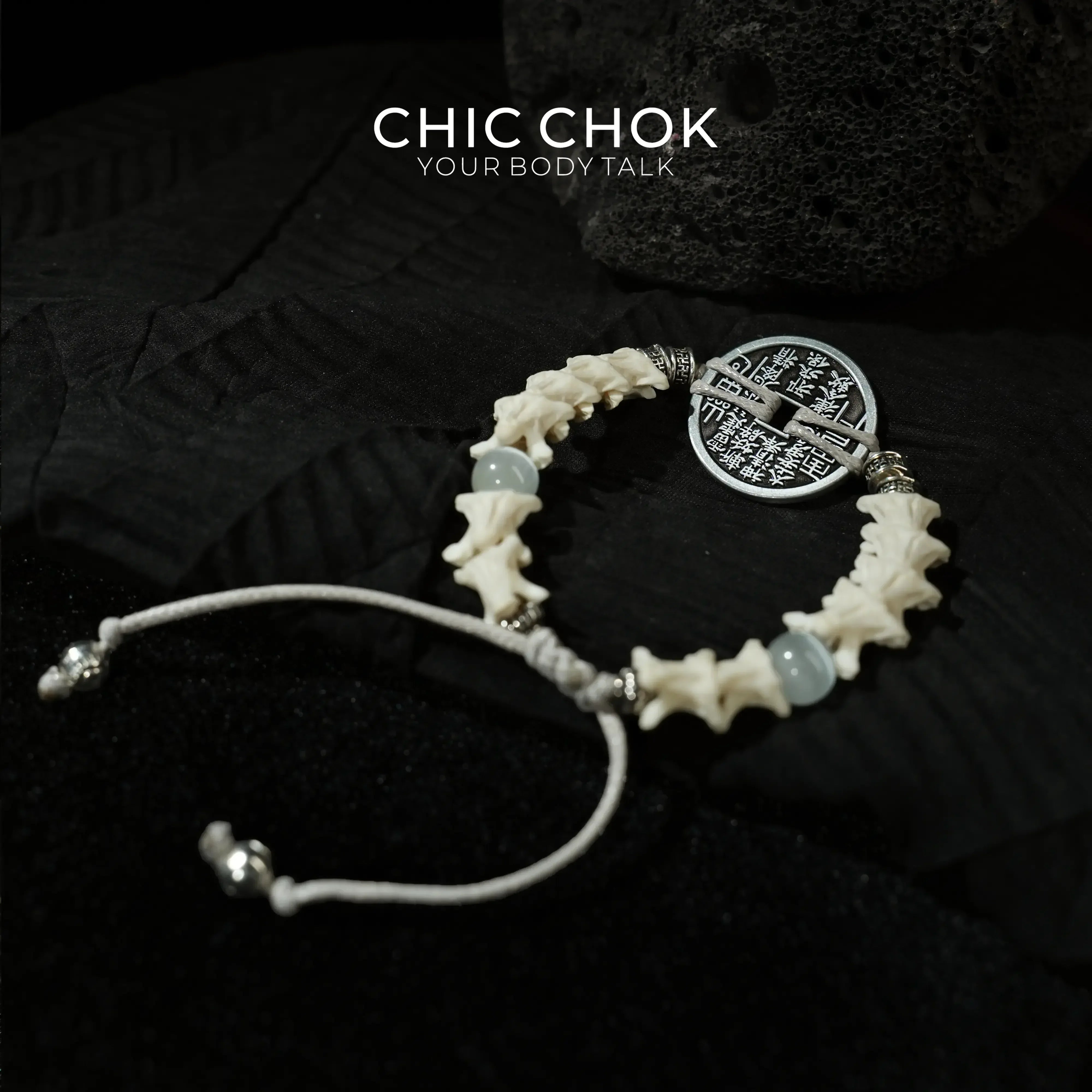 Serpent Vertebrae Bagua Coin - CHICCHOK - - Bracelet