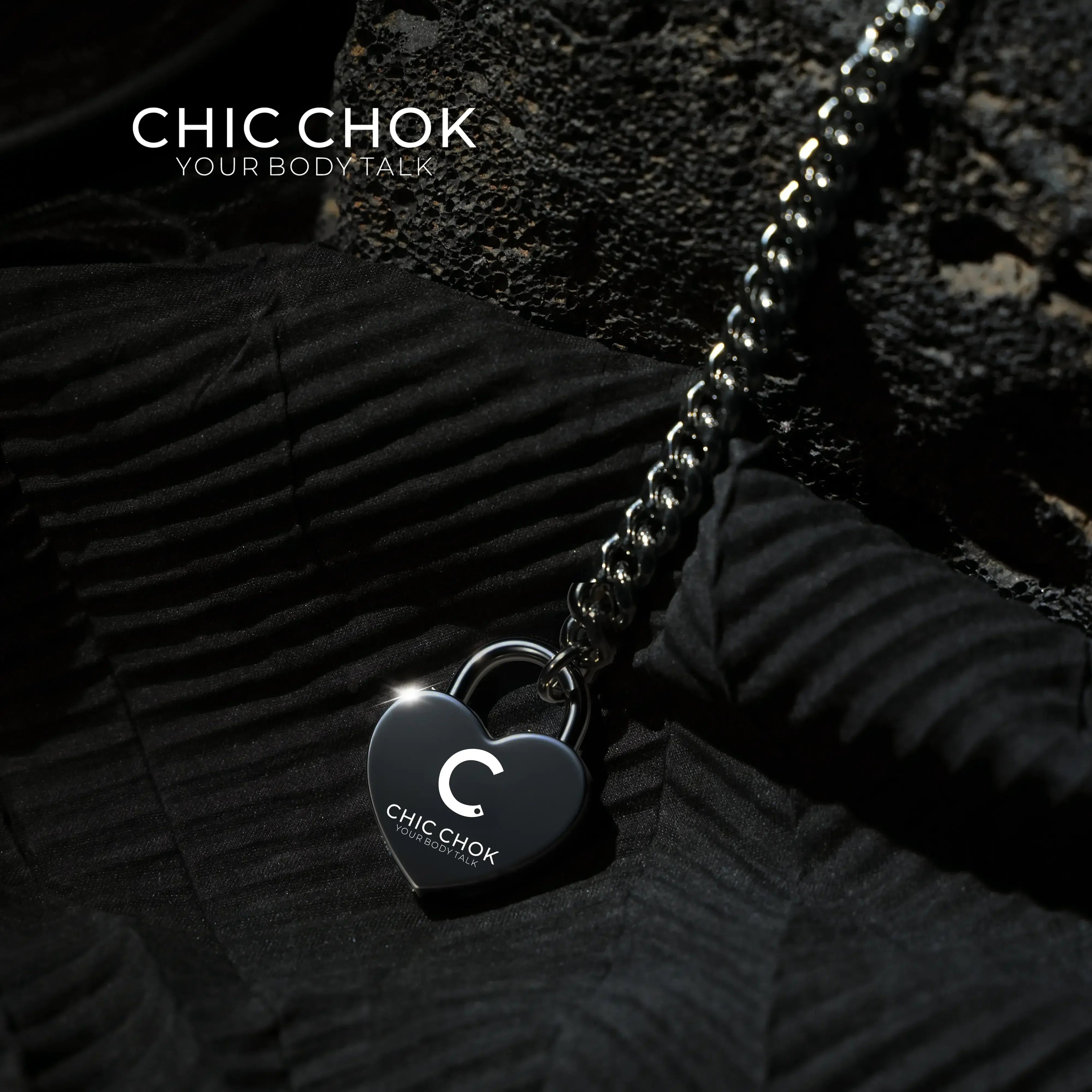 CHICCHOK [Breathless] Black Pull Chain Choker with Love Lock - CHICCHOK - Breathless, Choker, collar - Choker