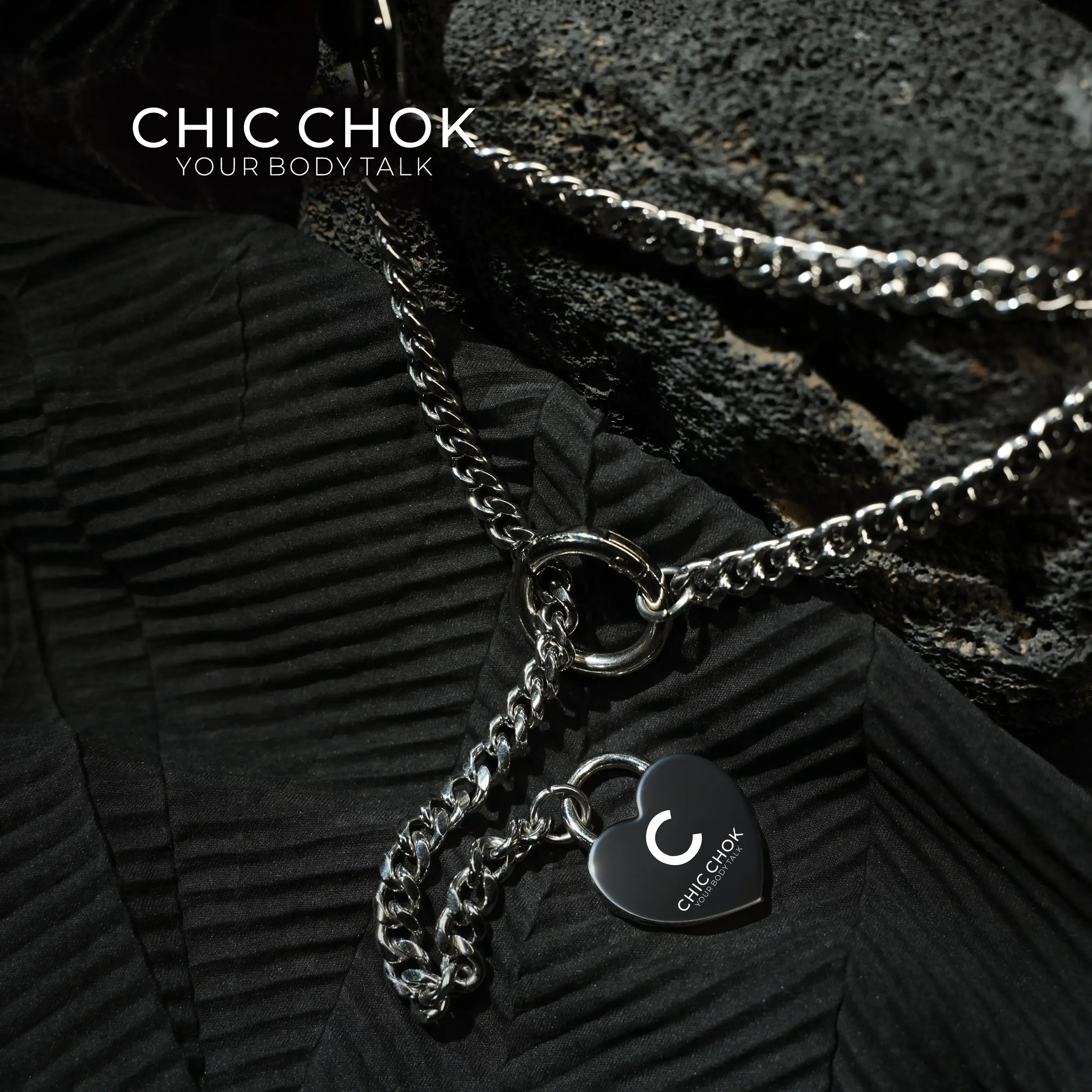CHICCHOK [Breathless] Black Pull Chain Choker with Love Lock - CHICCHOK - Breathless, Choker, collar - Choker