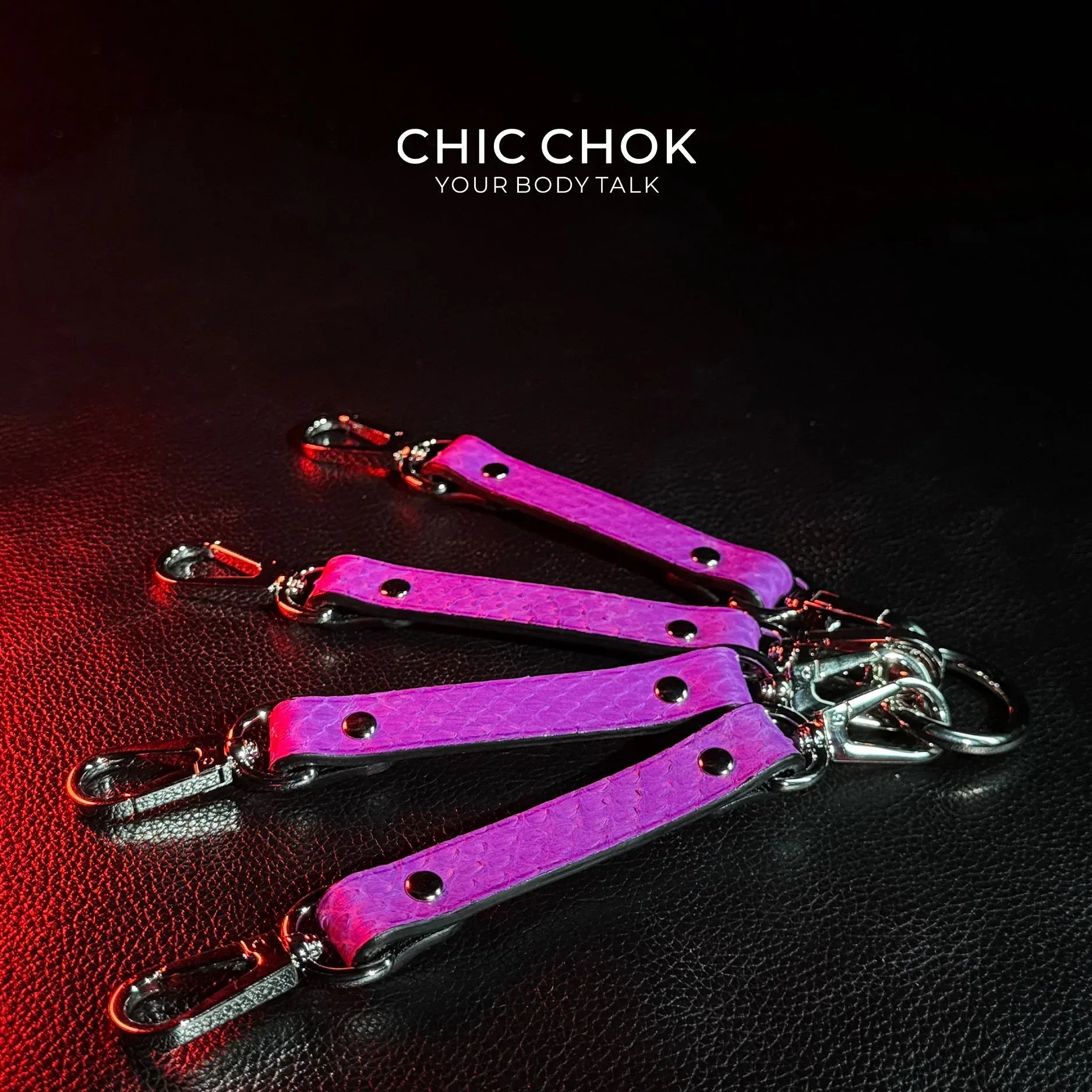 Purple Snakeskin Leather Necklace Set - Handmade Boho Jewelry - CHICCHOK - 