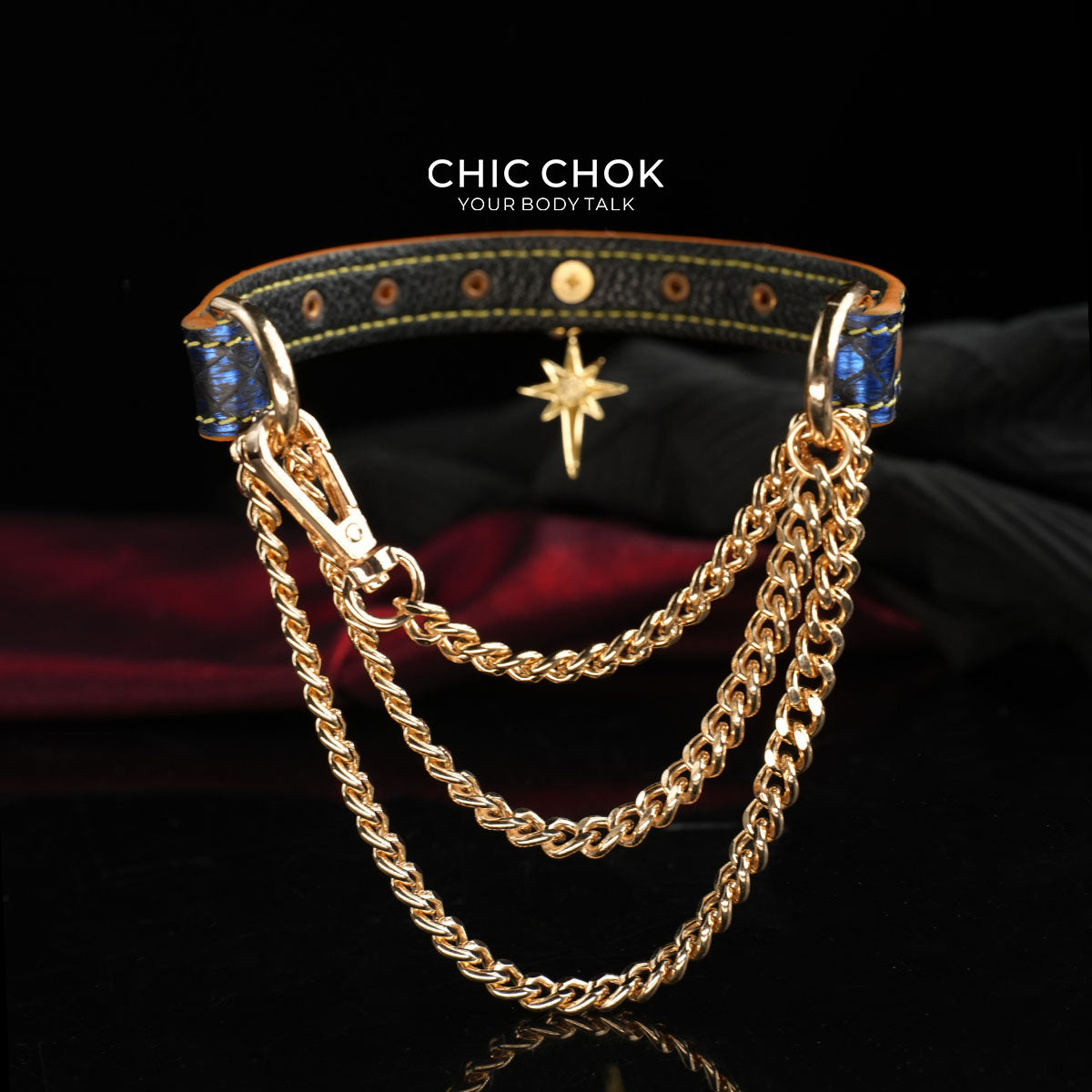 Breathless Tarot Blue Snake-Texture Star Choker