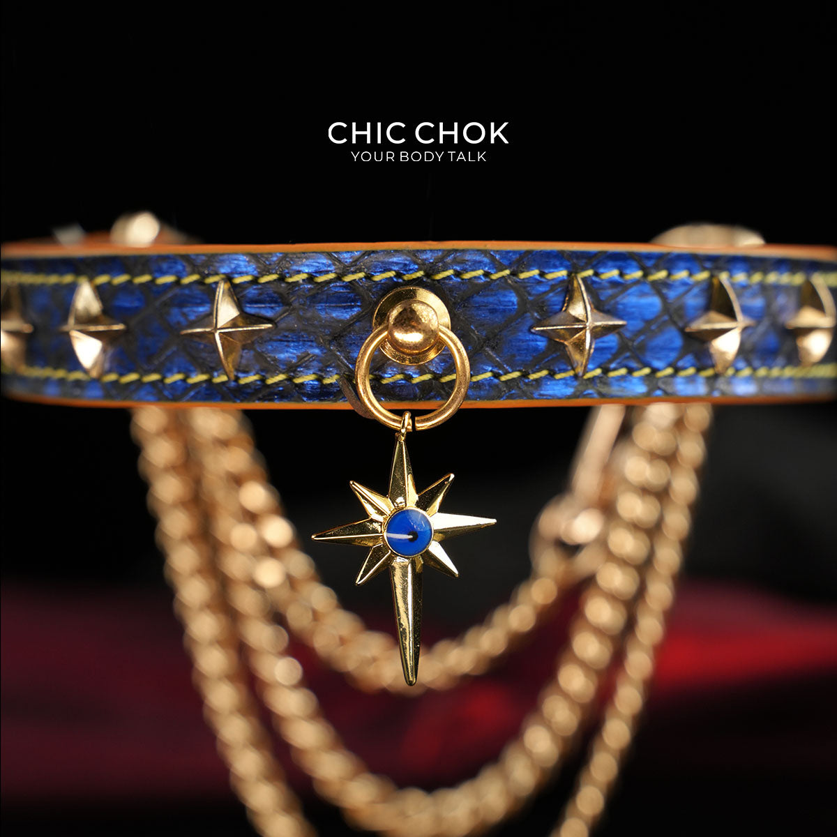 Breathless Tarot Blue Snake-Texture Star Choker