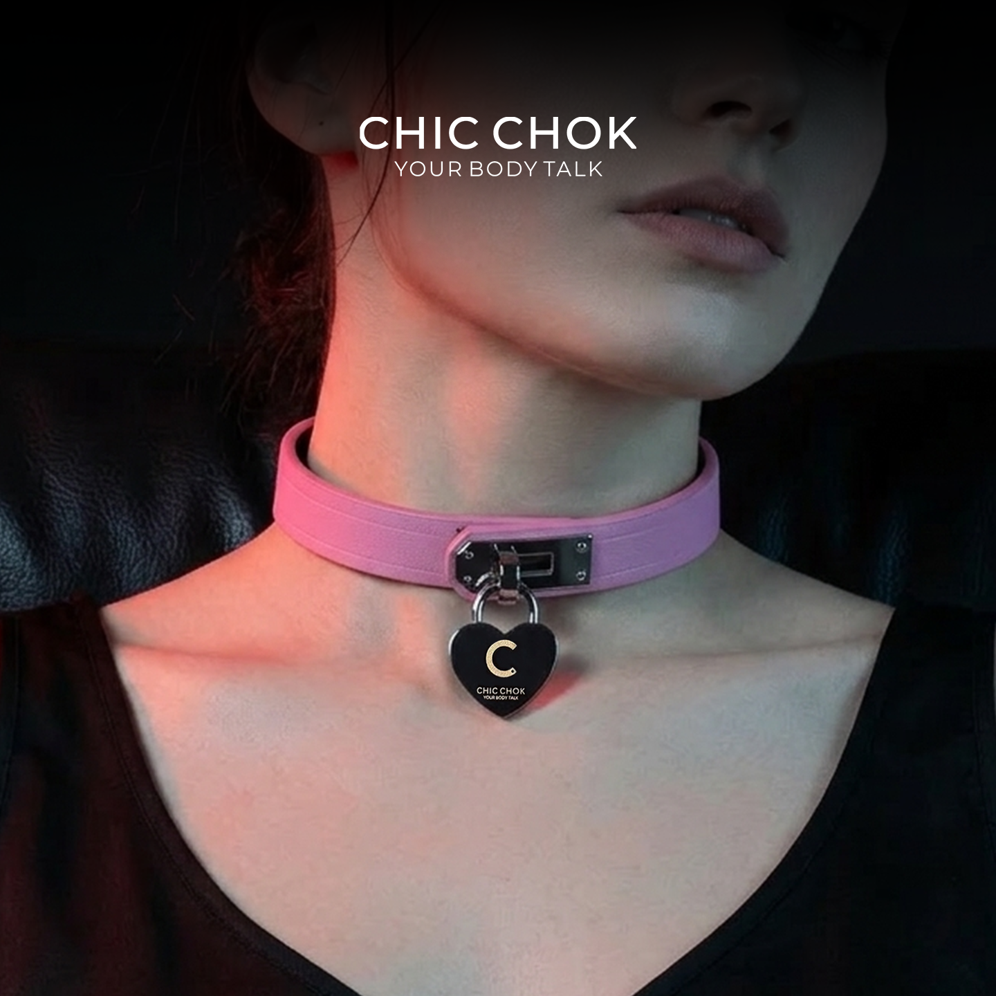 CHICCHOK [Lil Greedy] Pink & Black Leather Choker