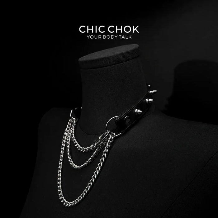 CHICCHOK [Spiked Breathless] Black Choker With Spikes Stylish Pulling Choker Necklace Spikes - CHICCHOK - Choker, collar - Choker