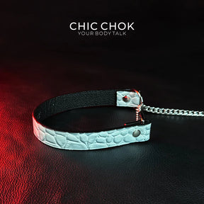 CHICCHOK [Breathless] Pulling Fashion and Fun Choker(Ice Blue Crocodile Texture) - CHICCHOK - Choker, collar - Choker