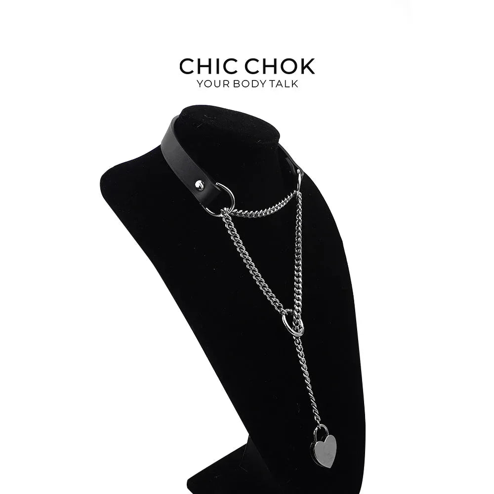 CHICCHOK [Breathless] Black Pull Chain Choker with Love Lock - CHICCHOK - Breathless, Choker, collar - Choker