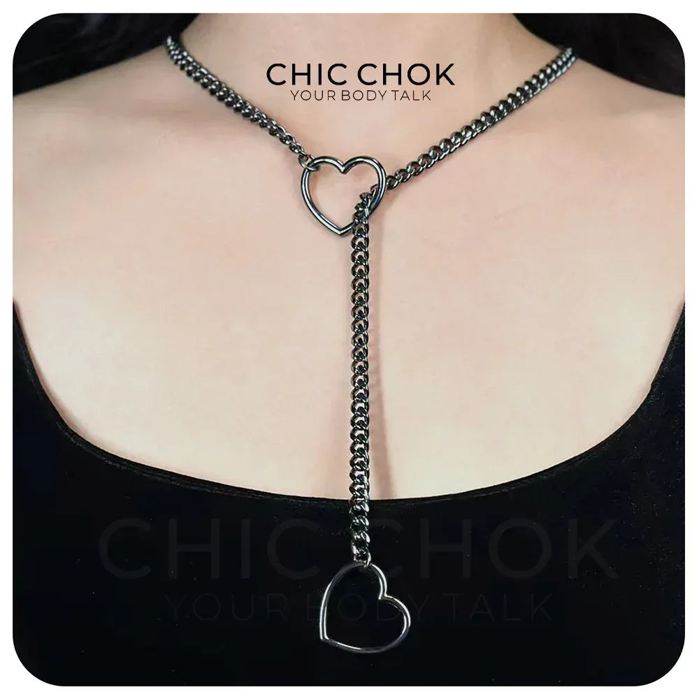CHICCHOK [MeowChain] Heart O-ring Cuban chain necklace - CHICCHOK - Choker