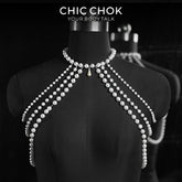 CHICCHOK Luminous Pearl Cape | Layered Shoulder Body Chain | Gothic Pearl Harness