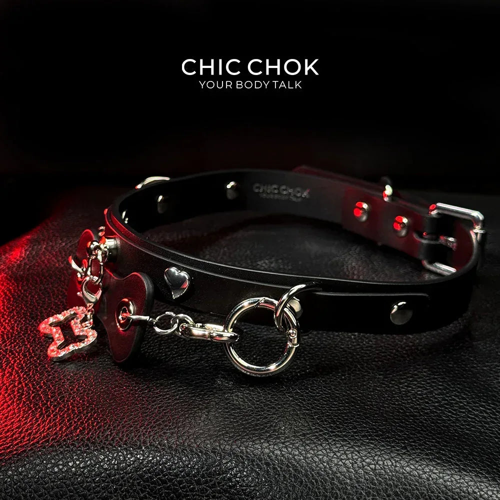 CHICCHOK [Puppy Love] Fashion Cute and Lovely Style, Shiny Bone Shape Pendant Daily Wear Leather Necklace Choker slipchaincollarwomen - CHICCHOK - Choker