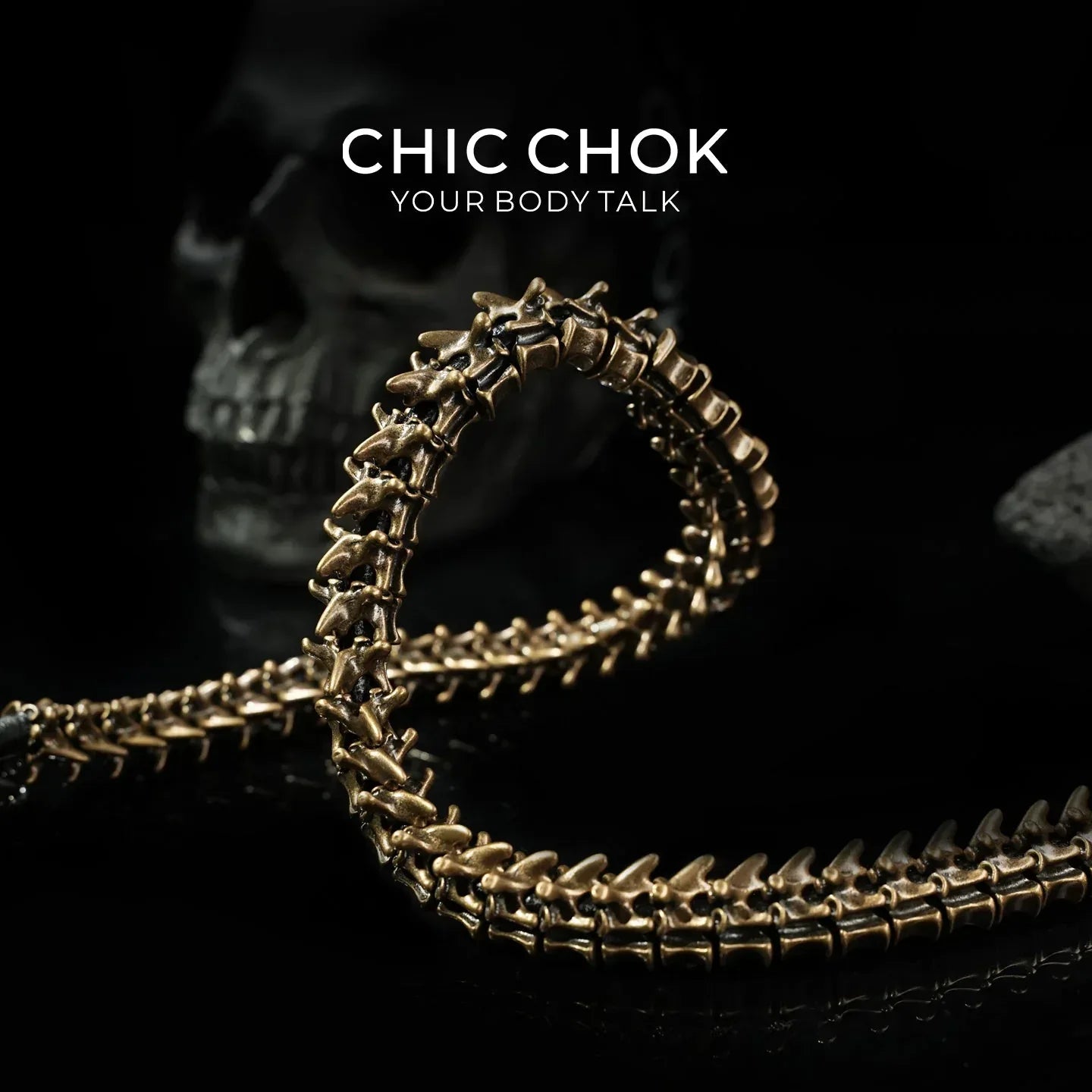 [CHICCHOK] Dragon Themed Choker - Bone Charm Elegance, A Fusion of Strength and Softness in a Choker Design Highlights - CHICCHOK - Choker