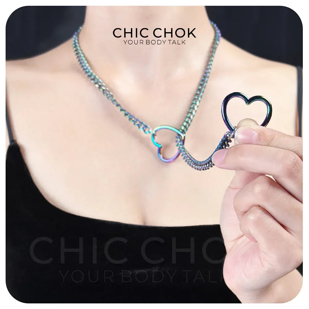 CHICCHOK [MeowChain] Heart O-ring Cuban chain necklace - CHICCHOK - Choker, collar - Choker
