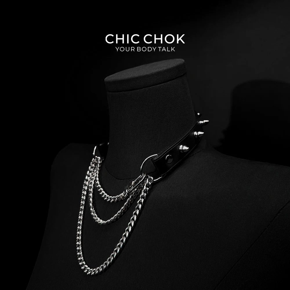 Spiked Breathless Black Leather Choker